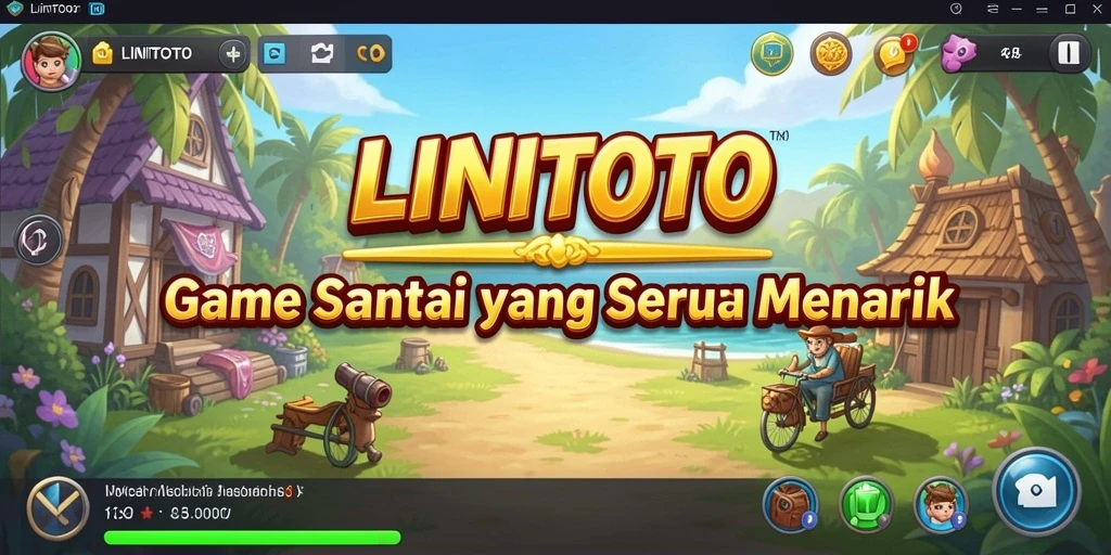 Tangkapan layar utama LINITOTO menampilkan gameplay yang penuh warna dan menarik.
