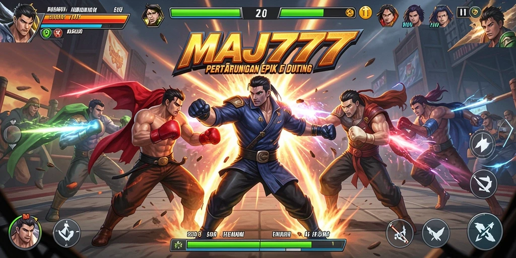 Tampilan pertarungan seru dalam game MAJ777 yang penuh aksi.