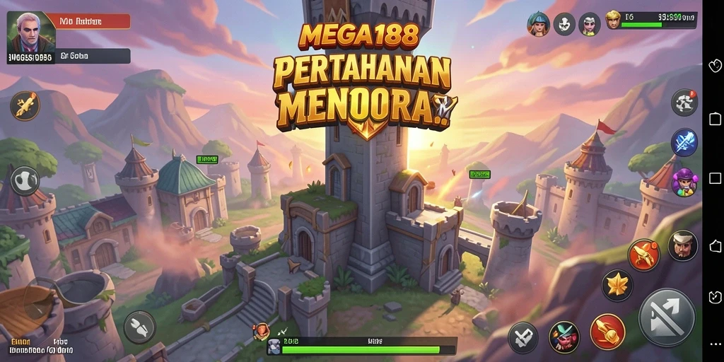 Tampilan gameplay seru di MEGA188 dengan strategi menara yang menarik.