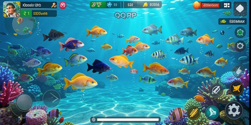 Screenshot gameplay QQRP dengan aksi Tembak Ikan yang mengasyikkan.
