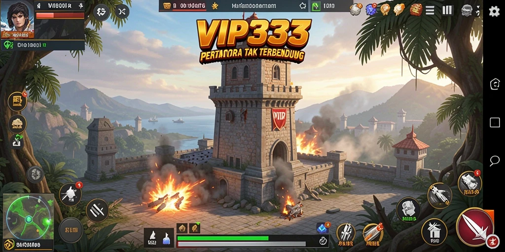 Tampilan menegangkan dari gameplay Tower Defense VIP333 yang seru.